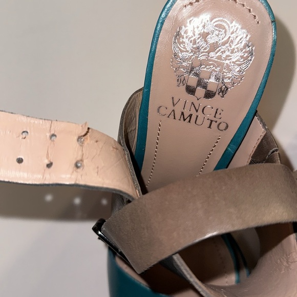 Vince Camuto *Persh* brown peacock berry leather platform 70s style sandals 7 37 - Picture 7 of 12